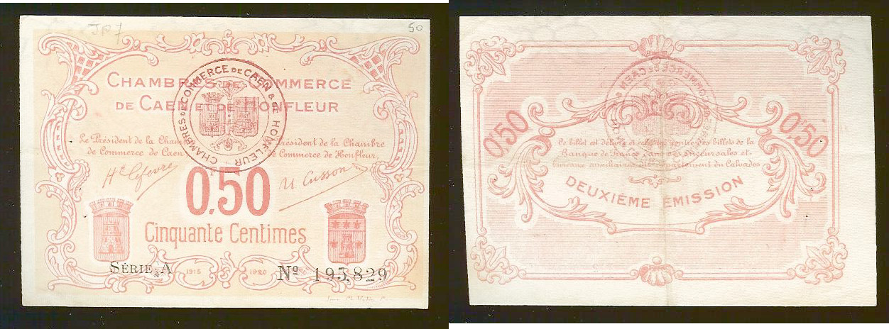 Caen and Honfleur 50 centimes 1918 gVF